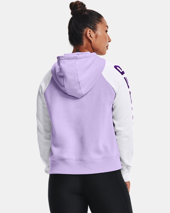 Sudadera con capucha de tejido Fleece UA Rival Colorblock para mujer, Purple, pdpMainDesktop image number 1
